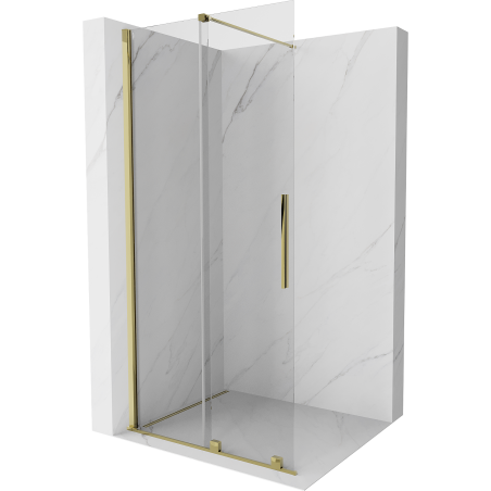 Mexen Velar prūdų sienelė su stumdomu Walk-in 80 x 200 cm, skaidrus 8 mm, auksinis - 871-080-000-03-50