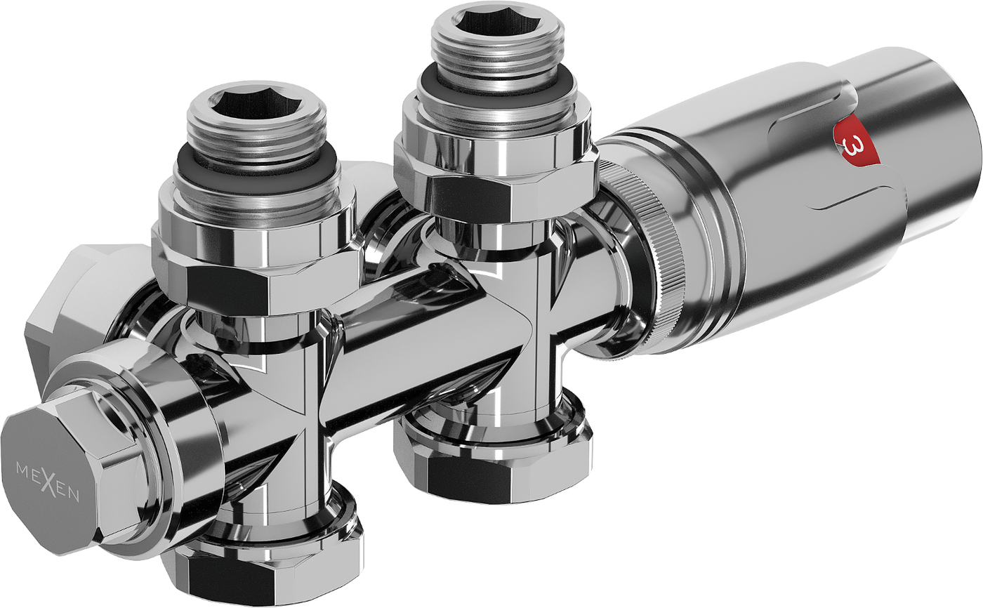 Mexen G00 termostatinio kampinio/ tiesio, Duplex, DN50, chrom - W908-900-01