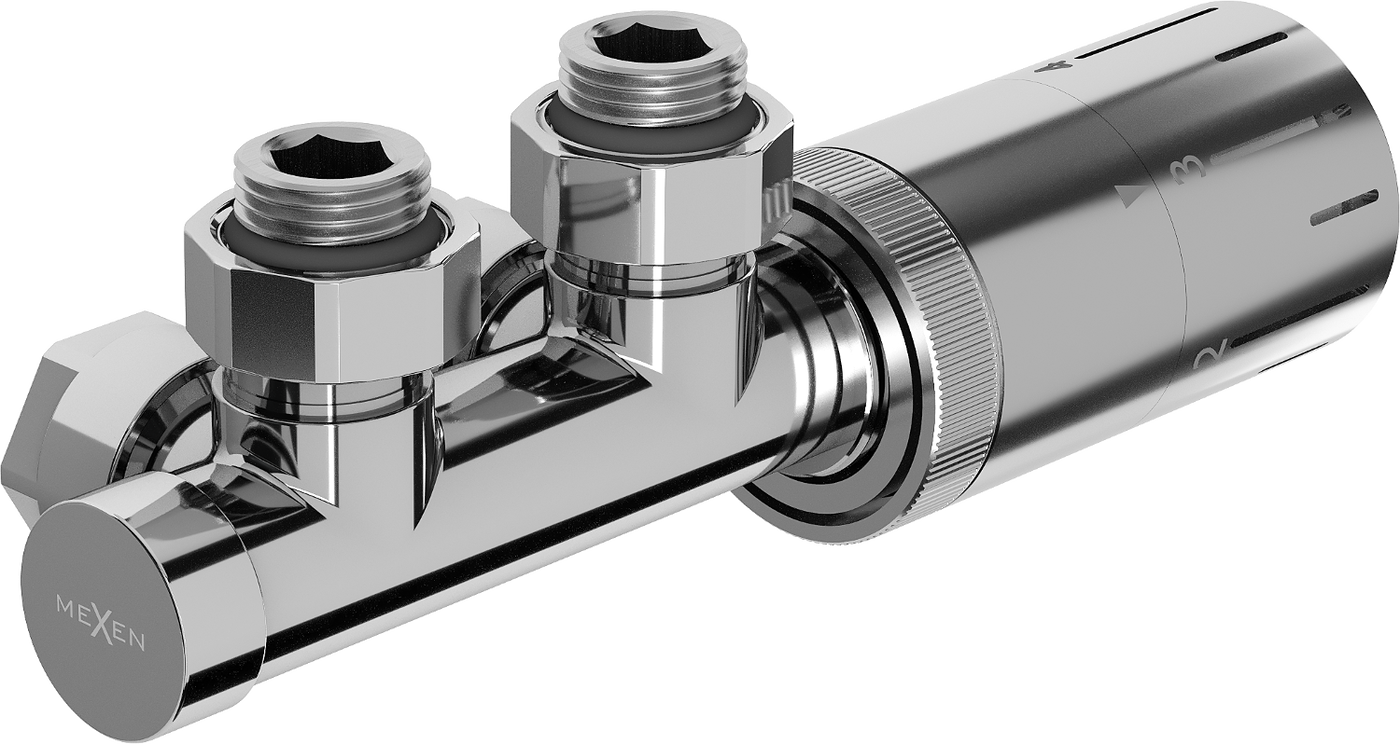 Mexen G05 termostatinis kampinis komplektas, Duplex, DN50, chromas - W907-958-01