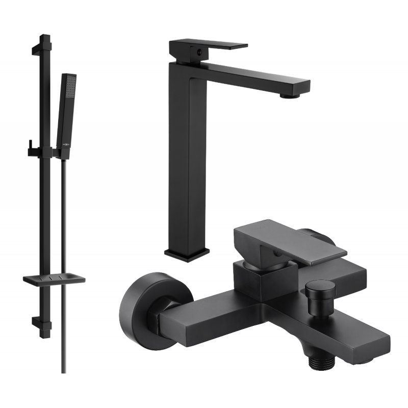 Mexen Uno DQ77 vonios komplektas, Juoda - 71413DQ77-70