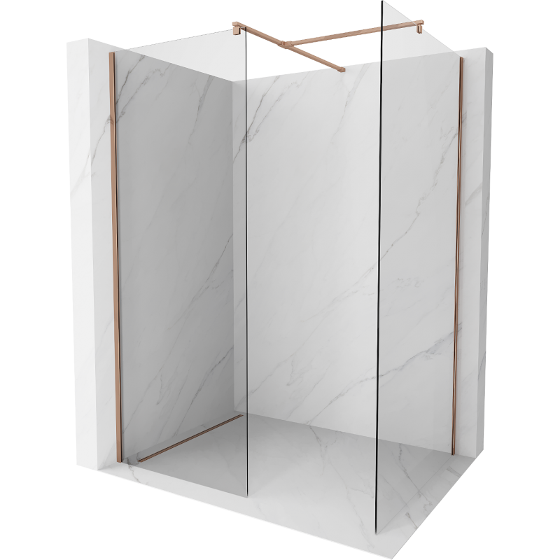 Mexen Kioto dušo siena Walk-in 135 x 80 cm, skaidrus, rožinė auksinė - 800-135-202-60-00-080