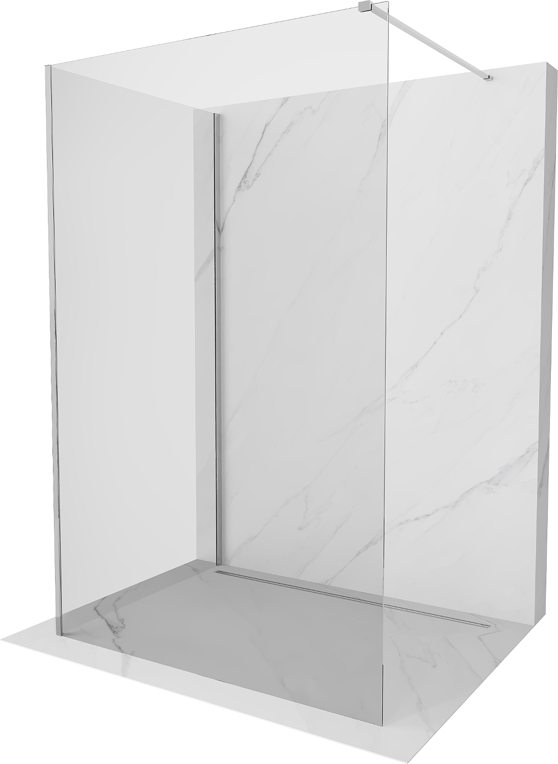 Mexen Kioto dušo siena Walk-in 110 x 75 cm, permatoma, chromuota - 800-110-212-01-00-075