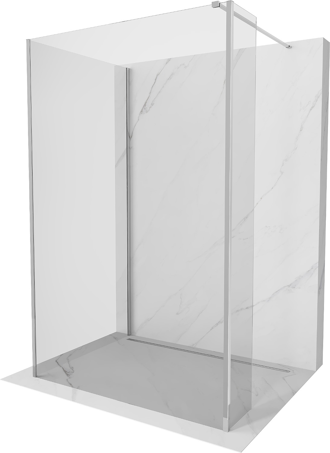 Mexen Kioto prausimosi siena Walk-in 135 x 70 x 30 cm, skaidri, chromuota - 800-135-070-221-01-00-030