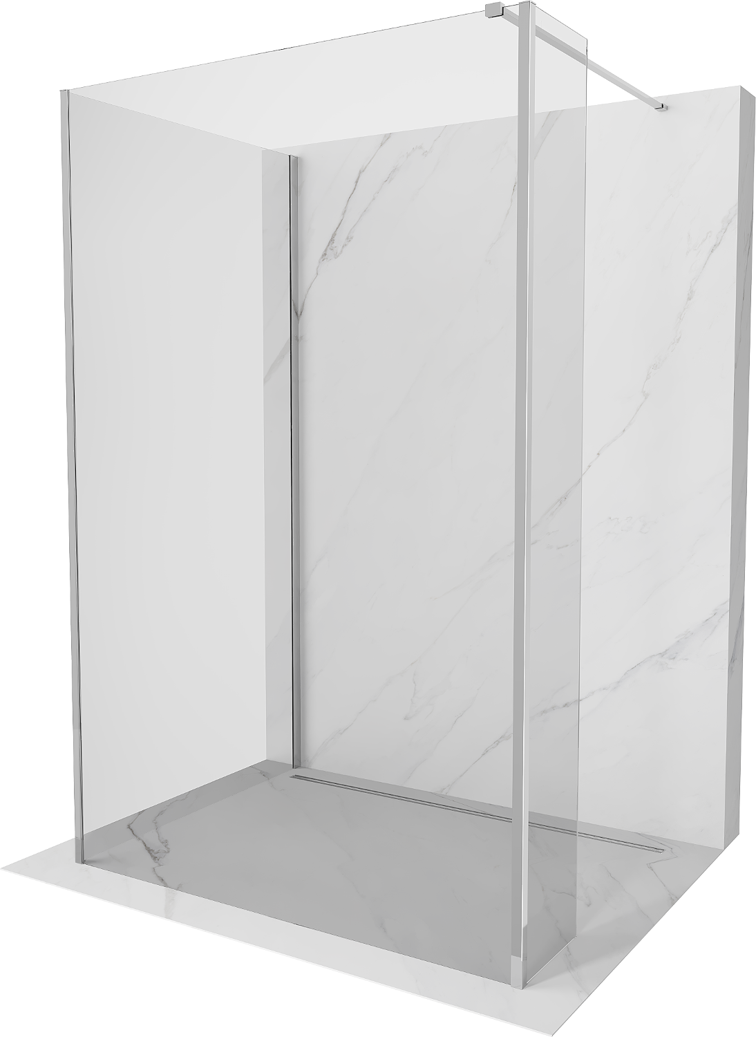 Mexen Kioto walk-in dušo siena 125 x 80 x 30 cm, skaidrus, chromas - 800-125-080-221-01-00-030