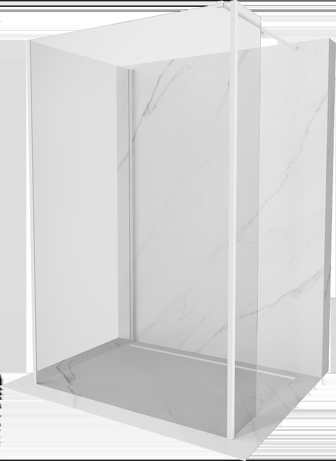 Mexen Kioto Walk-in dušo siena 135 x 80 x 30 cm, skaidri, balta - 800-135-080-221-20-00-030