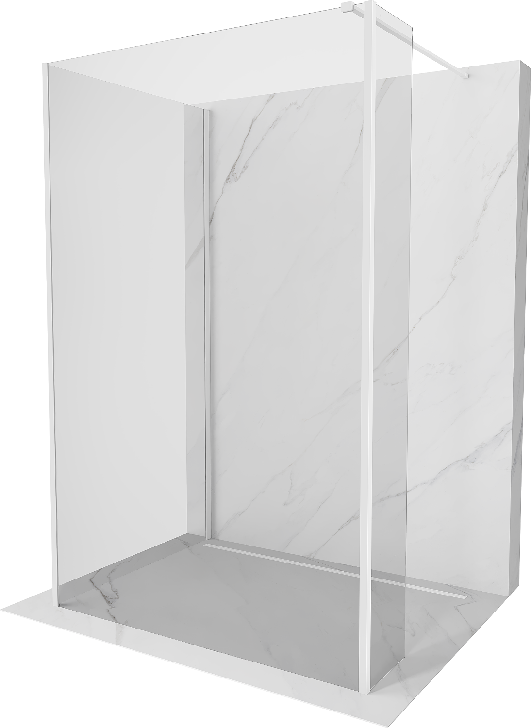 Mexen Kioto walk-in dušo siena 135 x 90 x 30 cm, skaidri, balta - 800-135-090-221-20-00-030