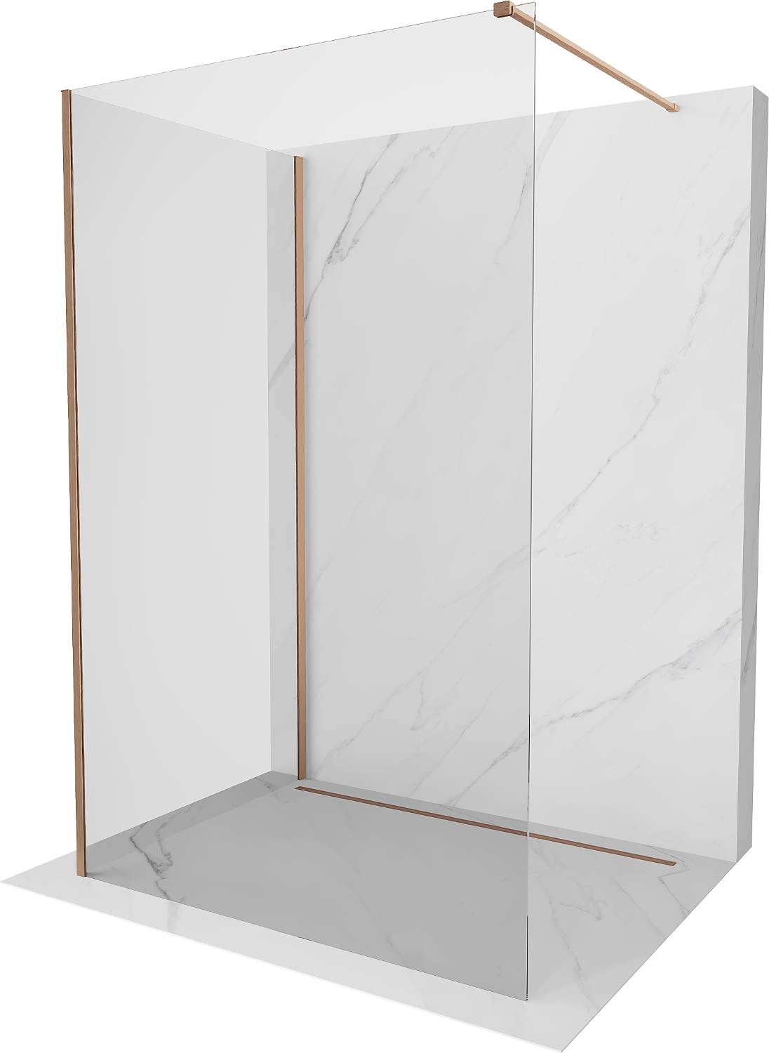 Mexen Kioto dušo siena Walk-in 130 x 90 cm, skaidrus, šlifuotas varis - 800-130-212-65-00-090