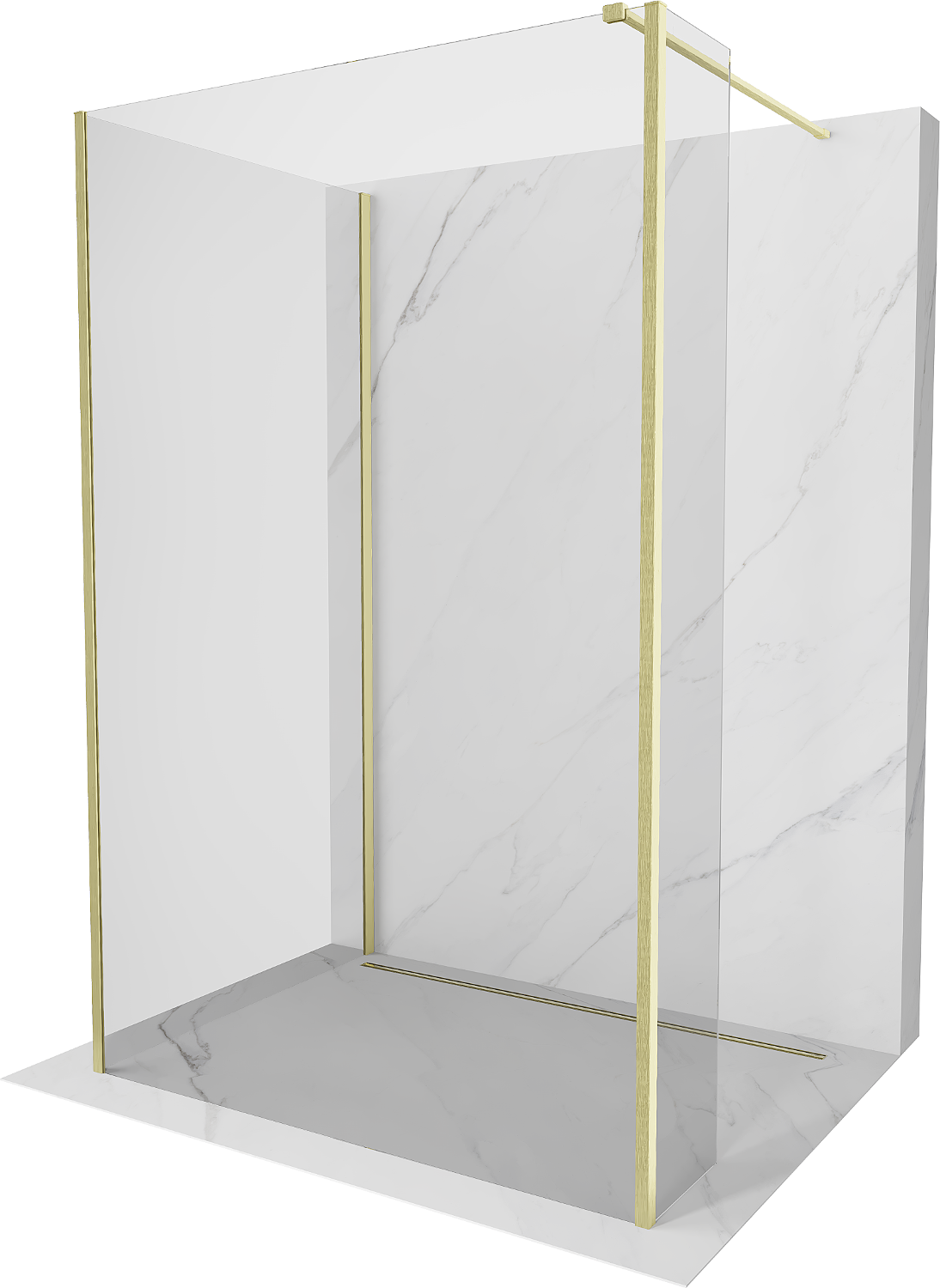 Mexen Kioto walk-in dušo sienelė 100 x 80 x 30 cm, skaidrus, auksinė šlifuota - 800-100-080-221-55-00-030