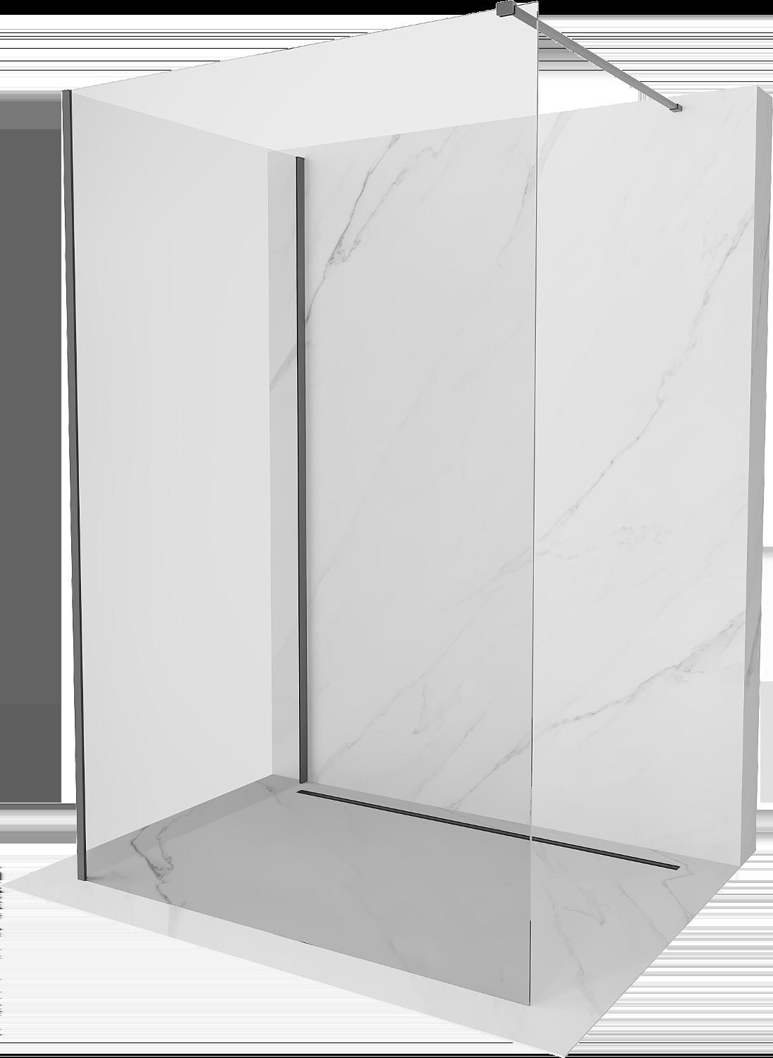 Mexen Kioto Walk-in dušo siena 90 x 80 cm, skaidrus, gun metal - 800-090-212-95-00-080