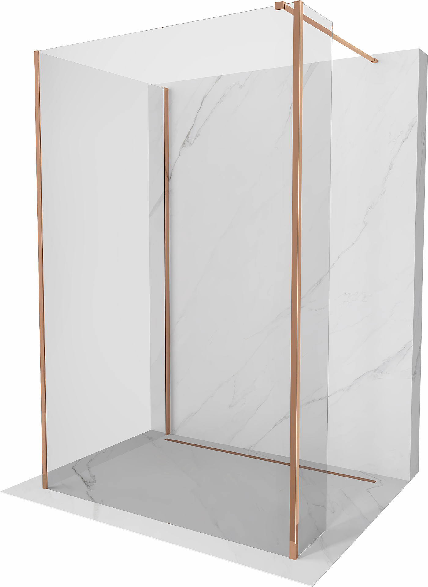 Mexen Kioto dušo siena Walk-in 125 x 70 x 30 cm, skaidrus, rožinė auksas - 800-125-070-221-60-00-030