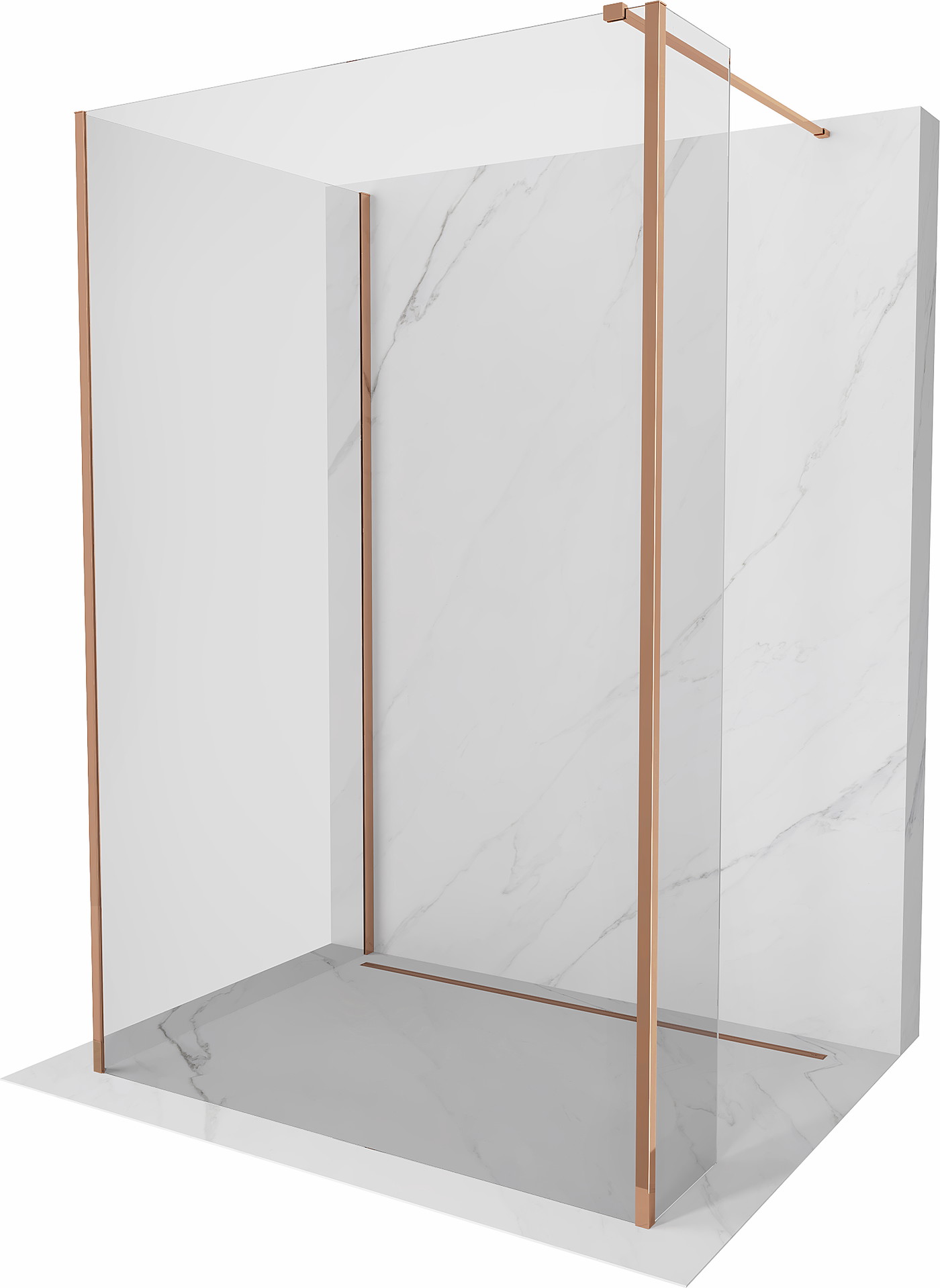 Mexen Kioto dušo siena Walk-in 120 x 75 x 30 cm, skaidri, rožinė auksinė - 800-120-075-221-60-00-030