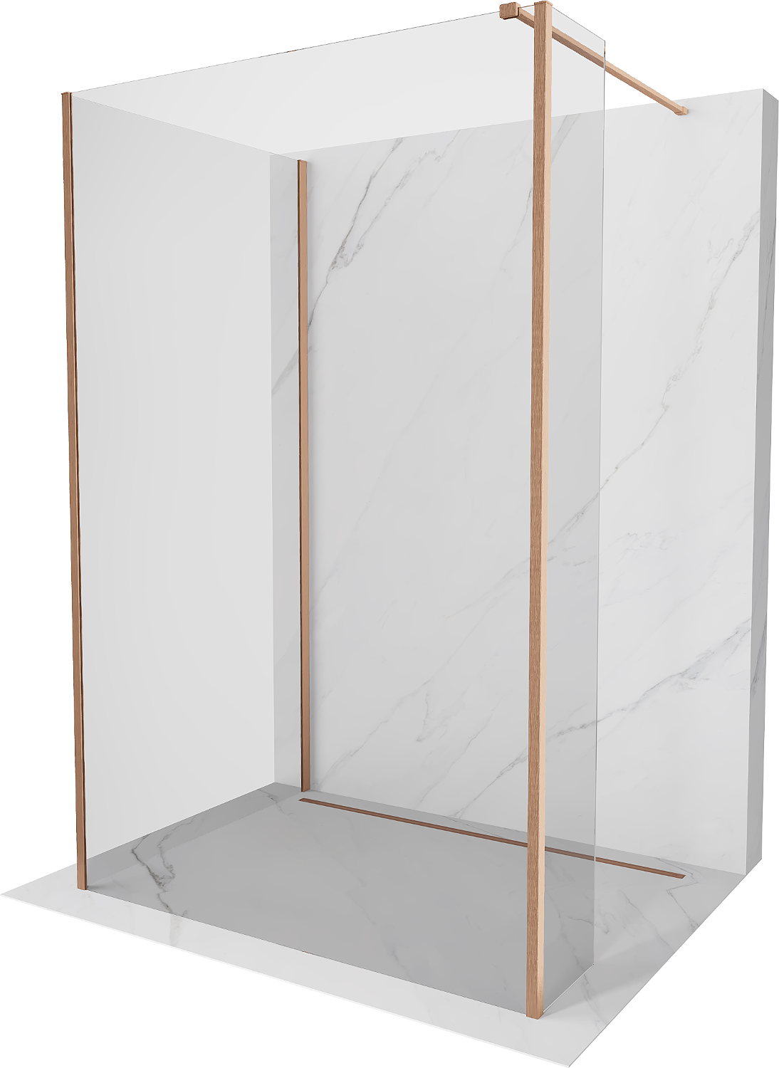 Mexen Kioto dušo siena Walk-in 130 x 80 x 30 cm, skaidrus, šlifuota varis - 800-130-080-221-65-00-030