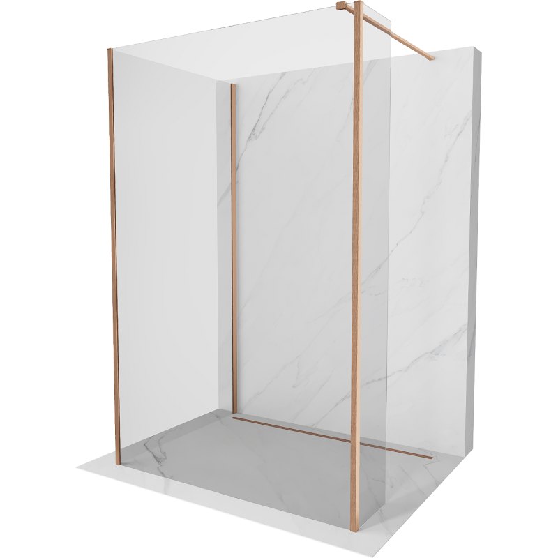 Mexen Kioto dušo pertvara Walk-in 90 x 90 x 40 cm, permatomas, šlifuotas varis - 800-090-090-221-65-00-040