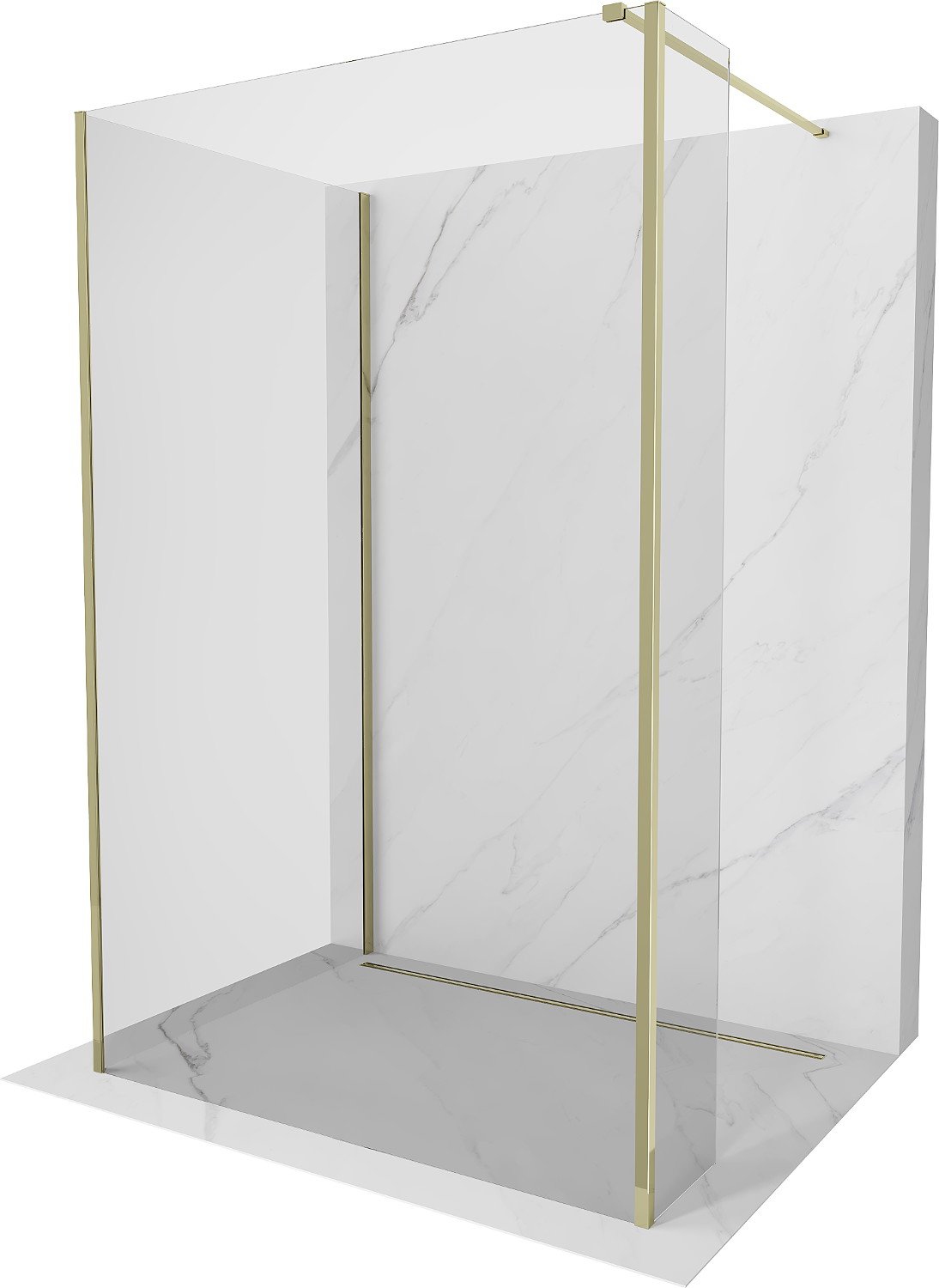 Mexen Kioto dušo siena Walk-in 140 x 80 x 30 cm, skaidrus, auksinis - 800-140-080-221-50-00-030