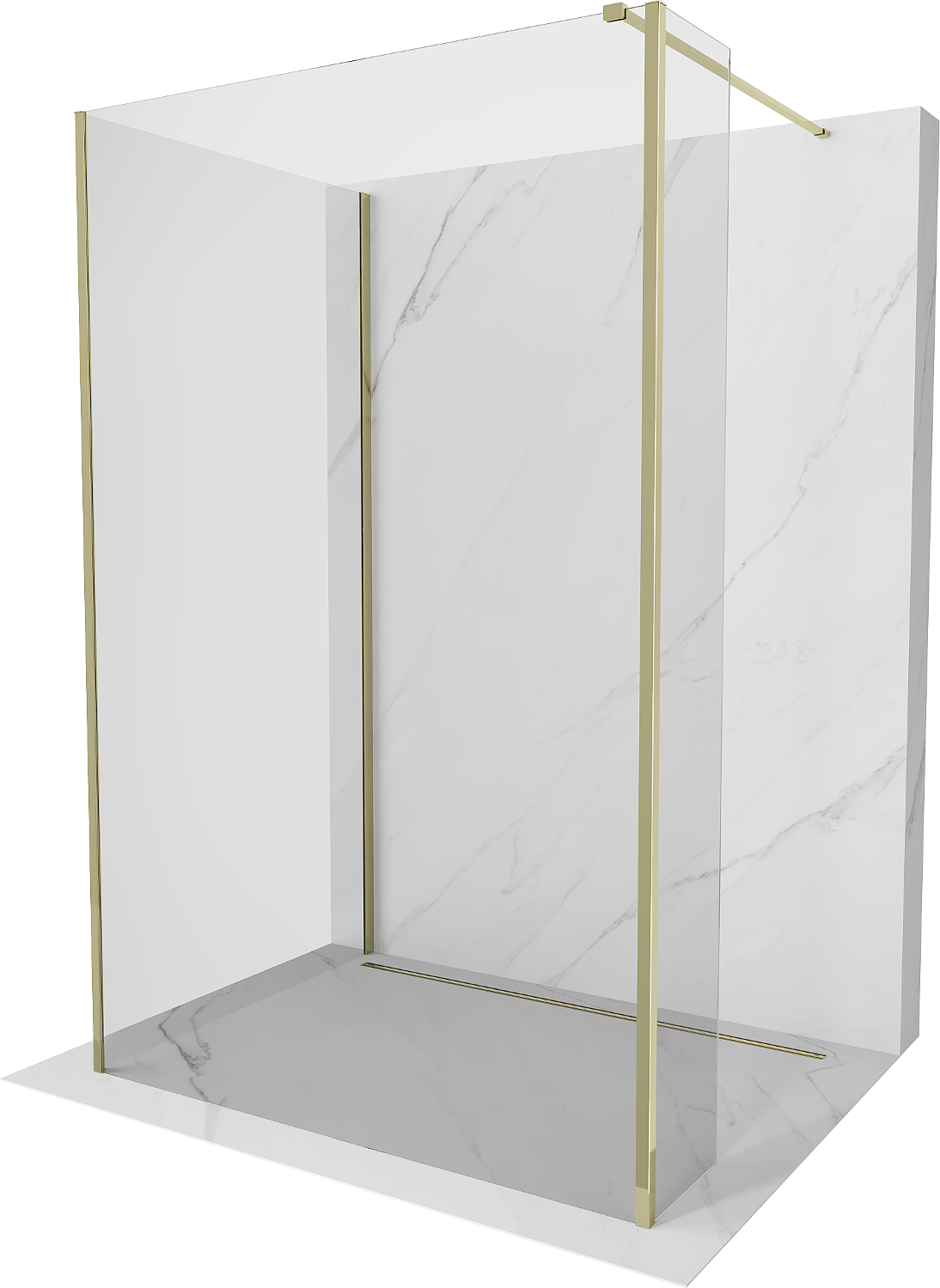 Mexen Kioto praustuvas Walk-in 100 x 95 x 40 cm, skaidrus, auksinis - 800-100-095-221-50-00-040