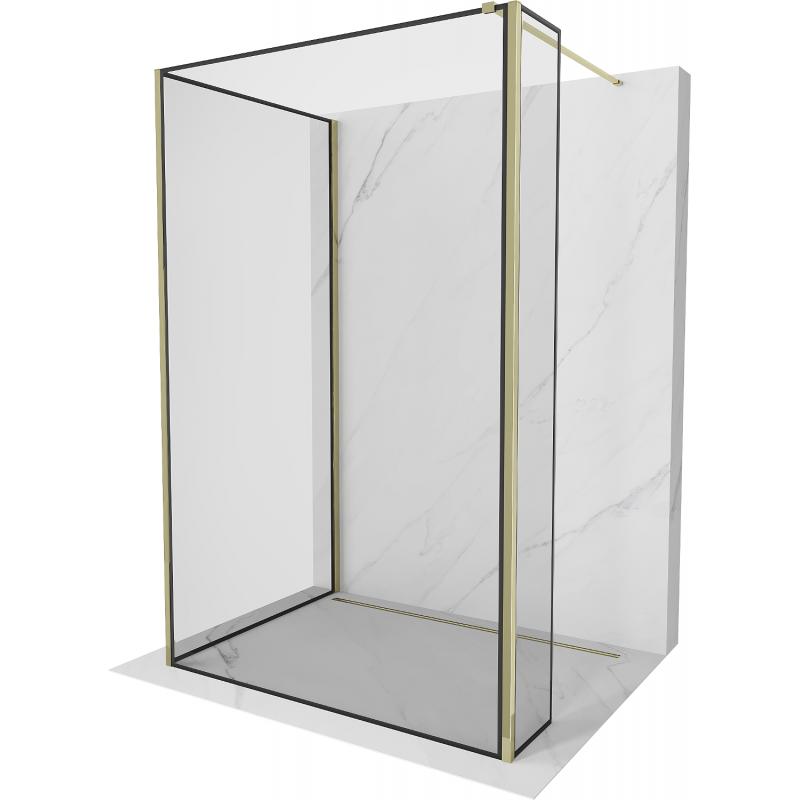 Mexen Kioto prausimosi siena Walk-in 140 x 110 x 40 cm, juodas raštas, auksinis - 800-140-110-221-50-70-040