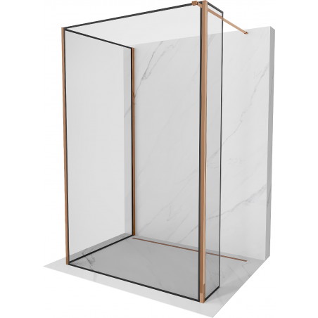 Mexen Kioto prausimosi siena Walk-in 140 x 70 x 30 cm, juodas modelis, rožinė auksinė - 800-140-070-221-60-70-030