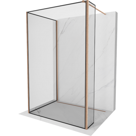 Mexen Kioto prausimo siena Walk-in 90 x 90 x 40 cm, juodas raštas, šlifuotas varis - 800-090-090-221-65-70-040