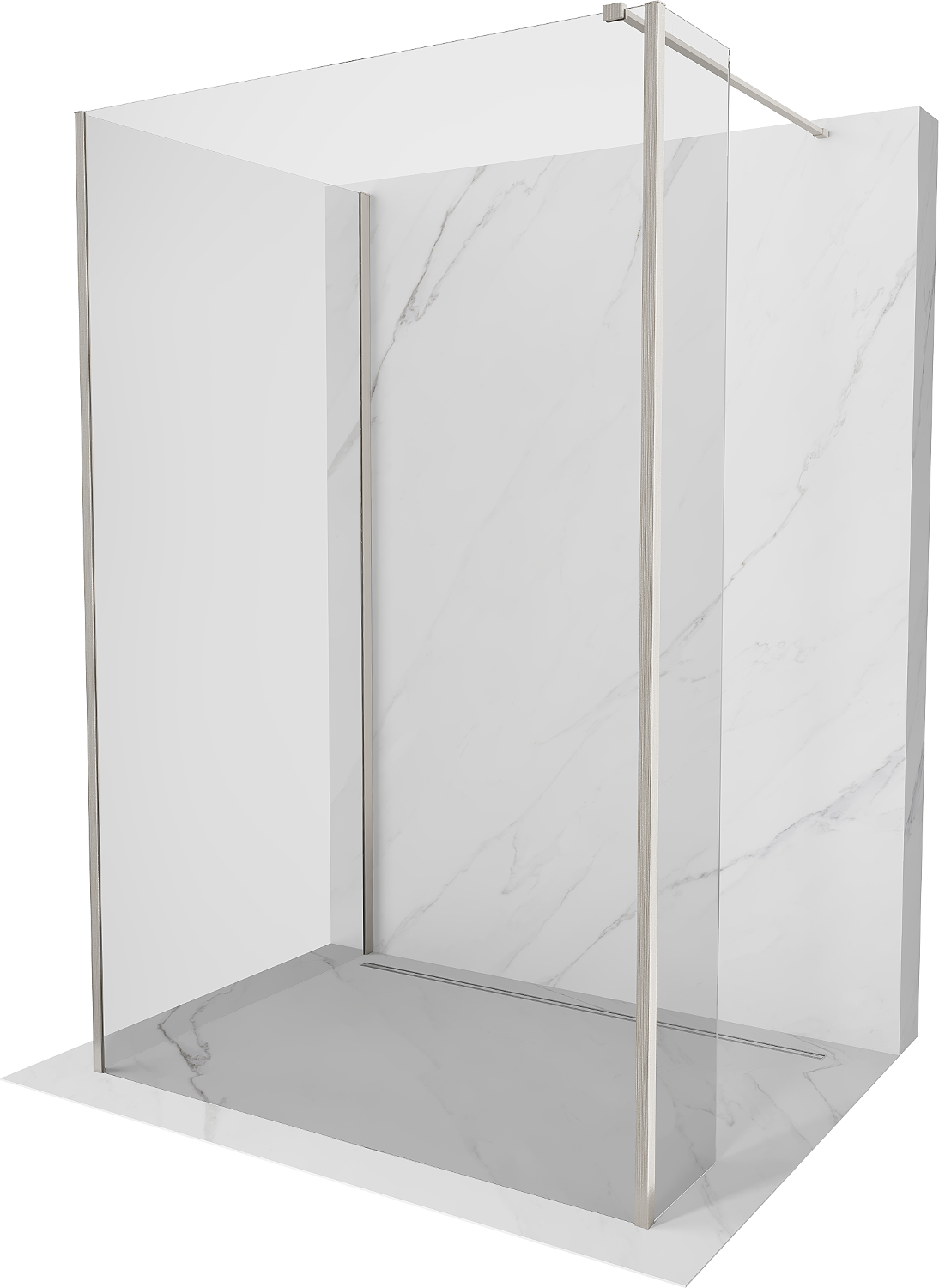 Mexen Kioto Walk-in dušo siena 120 x 85 x 30 cm, skaidrus, šlifuotas nikelis - 800-120-085-221-97-00-030