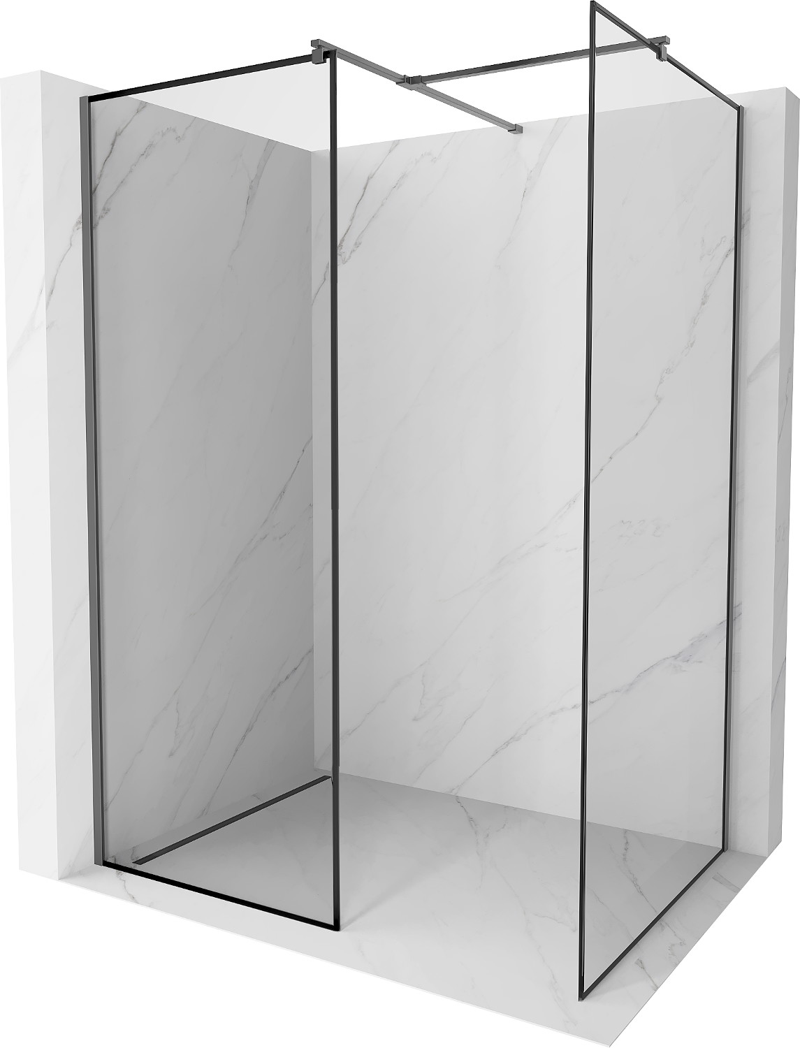 Mexen Kioto prausimosi siena Walk-in 120 x 70 cm, juodas raštas, gun metal - 800-120-202-95-70-070