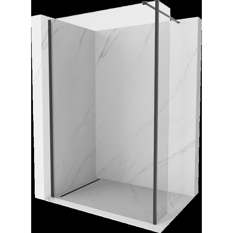 Mexen Kioto dušo siena Walk-in 155 x 30 cm, skaidri, juoda - 800-155-212-70-00-030