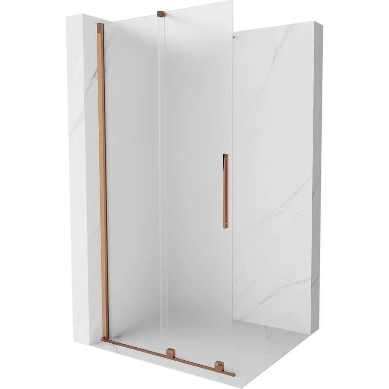 Mexen Velar stiklinė dušo durų sistema Walk-in 85 x 200 cm, matinė 8 mm, rožinė auksinė - 871-085-000-33-60