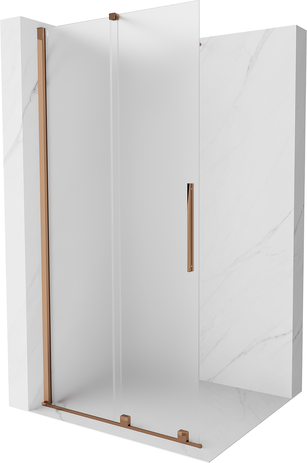 Mexen Velar stiklinė dušo durų sistema Walk-in 85 x 200 cm, matinė 8 mm, rožinė auksinė - 871-085-000-33-60