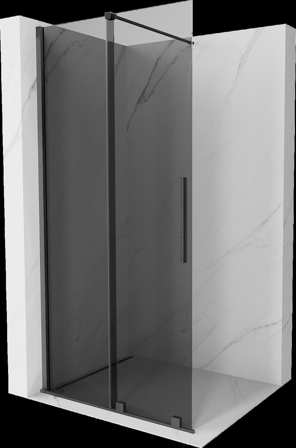 Mexen Velar stumdomoji Walk-in dušo siena 80 x 200 cm, grafitas 8 mm, šlifuotas gun gray - 871-080-000-43-66