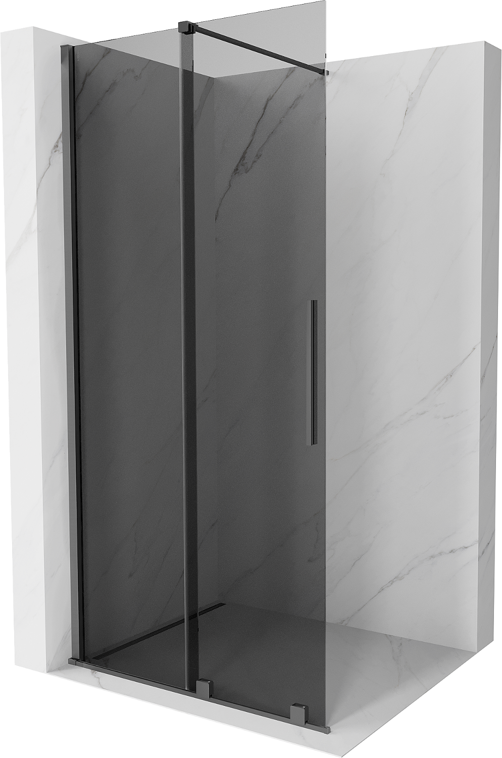 Mexen Velar dušo siena, lankstoma Walk-in 80 x 200 cm, grafito 8 mm, gun metal - 871-080-000-43-95